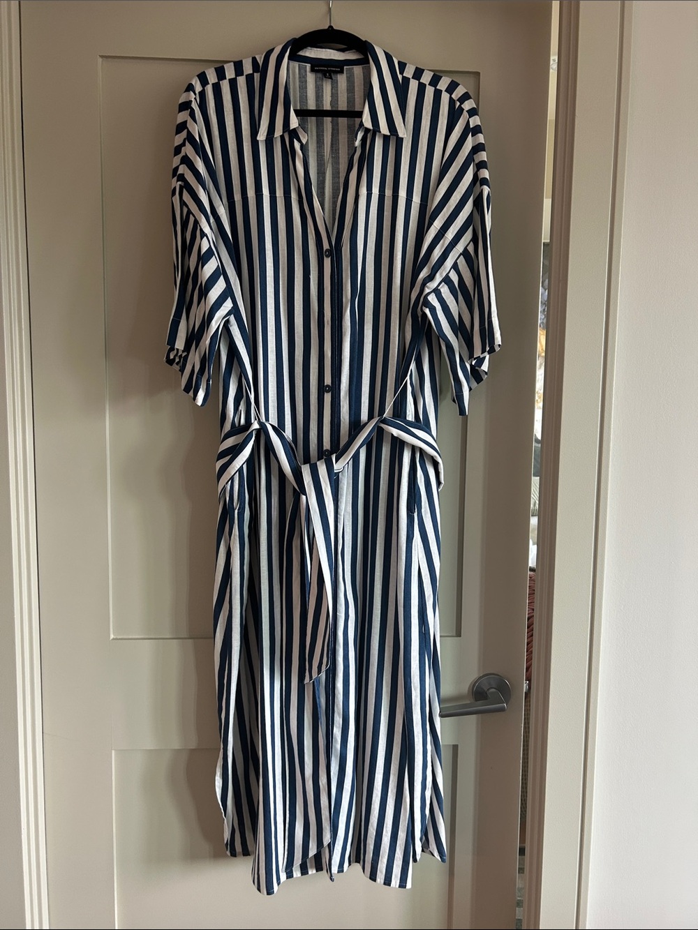 Universal Standard Striped blue and White Button-Front Shirt Dress